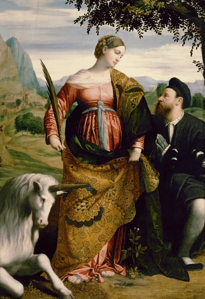 St. Justina, Venerated by a Patron by Moretto da Brescia
